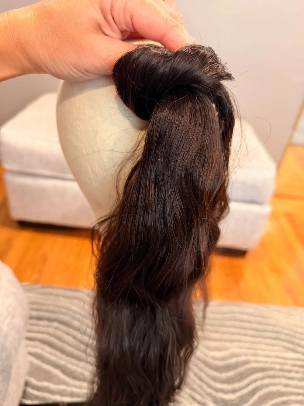 22” Dark Brown #2 Long Wavy Ponytail Extension Human Hair #028